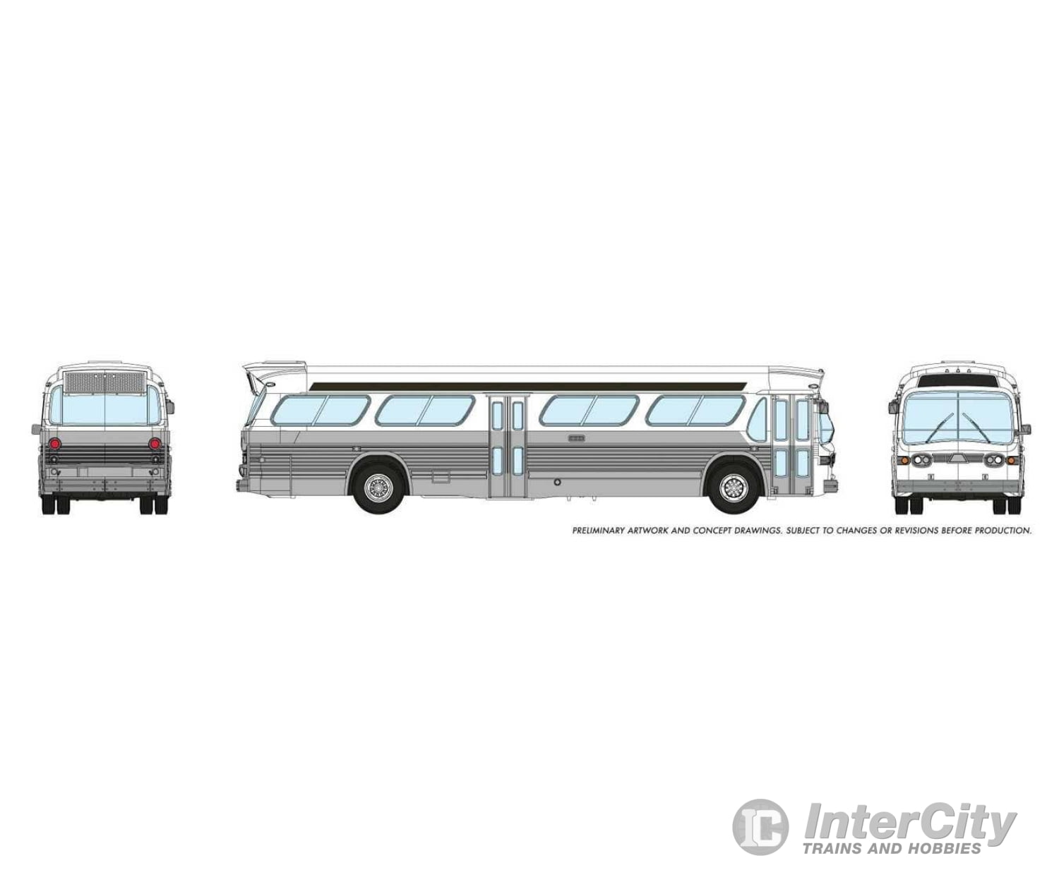 Rapido Trains N 573098 1959-1986 Gm New Look-Fishbowl Bus With Working Headlights - Assembled White