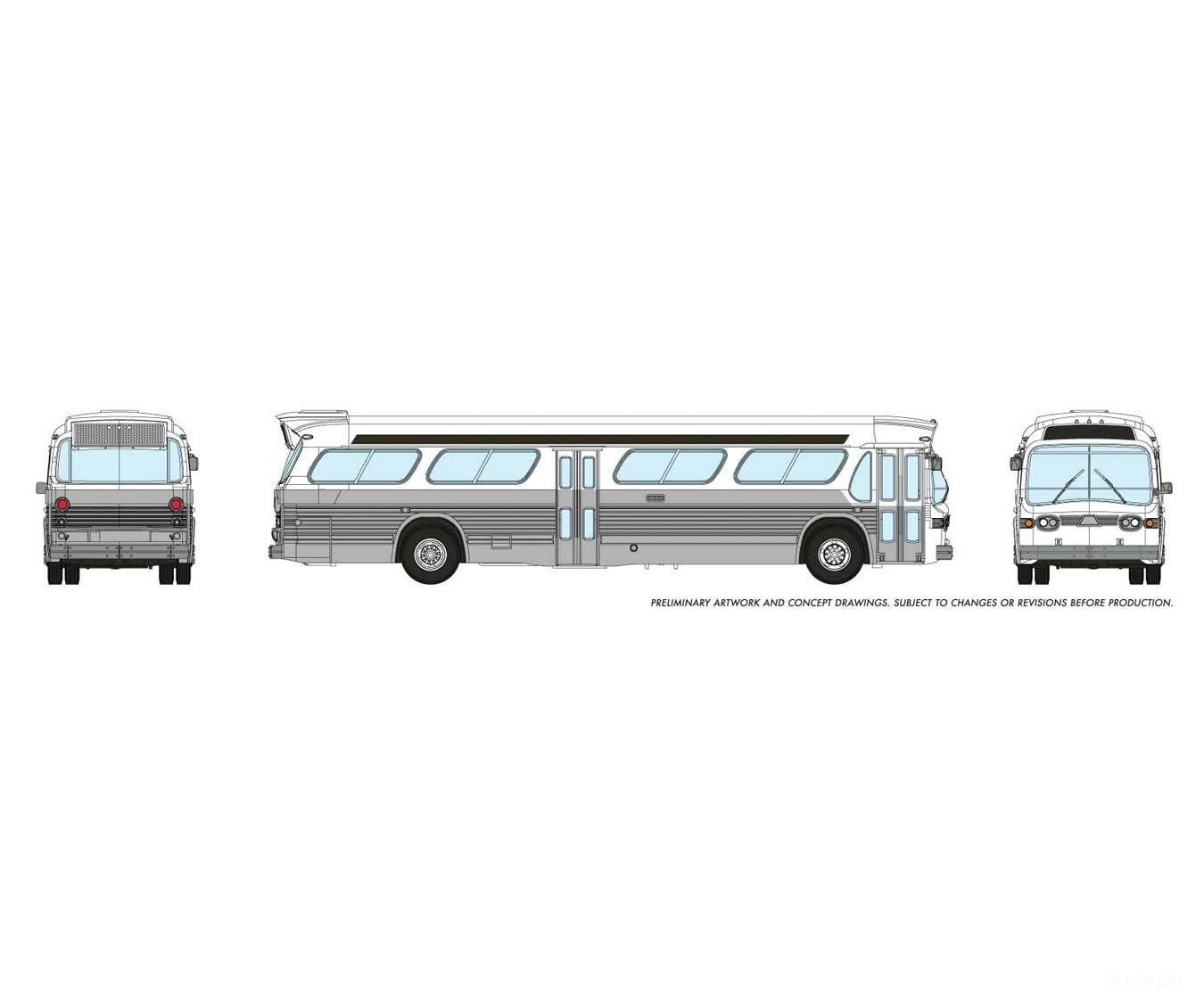 Rapido Trains N 573098 1959-1986 Gm New Look-Fishbowl Bus With Working Headlights - Assembled White
