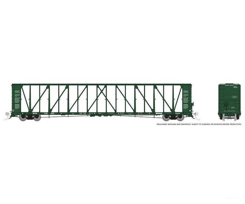 Rapido Trains N Scale Nsc 73 Centerbeam Flatcar Bc Rail Green # 730403 Freight Cars