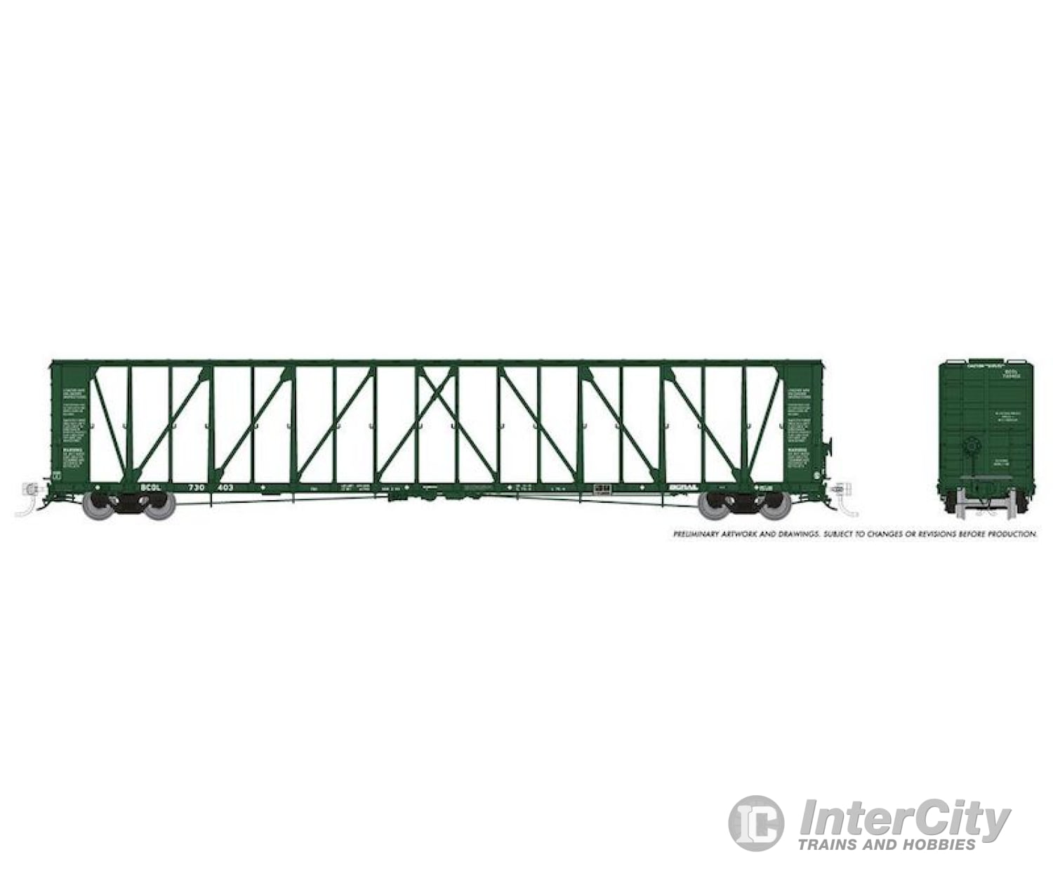 Rapido Trains N Scale Nsc 73 Centerbeam Flatcar Bc Rail Green # 730447 Freight Cars