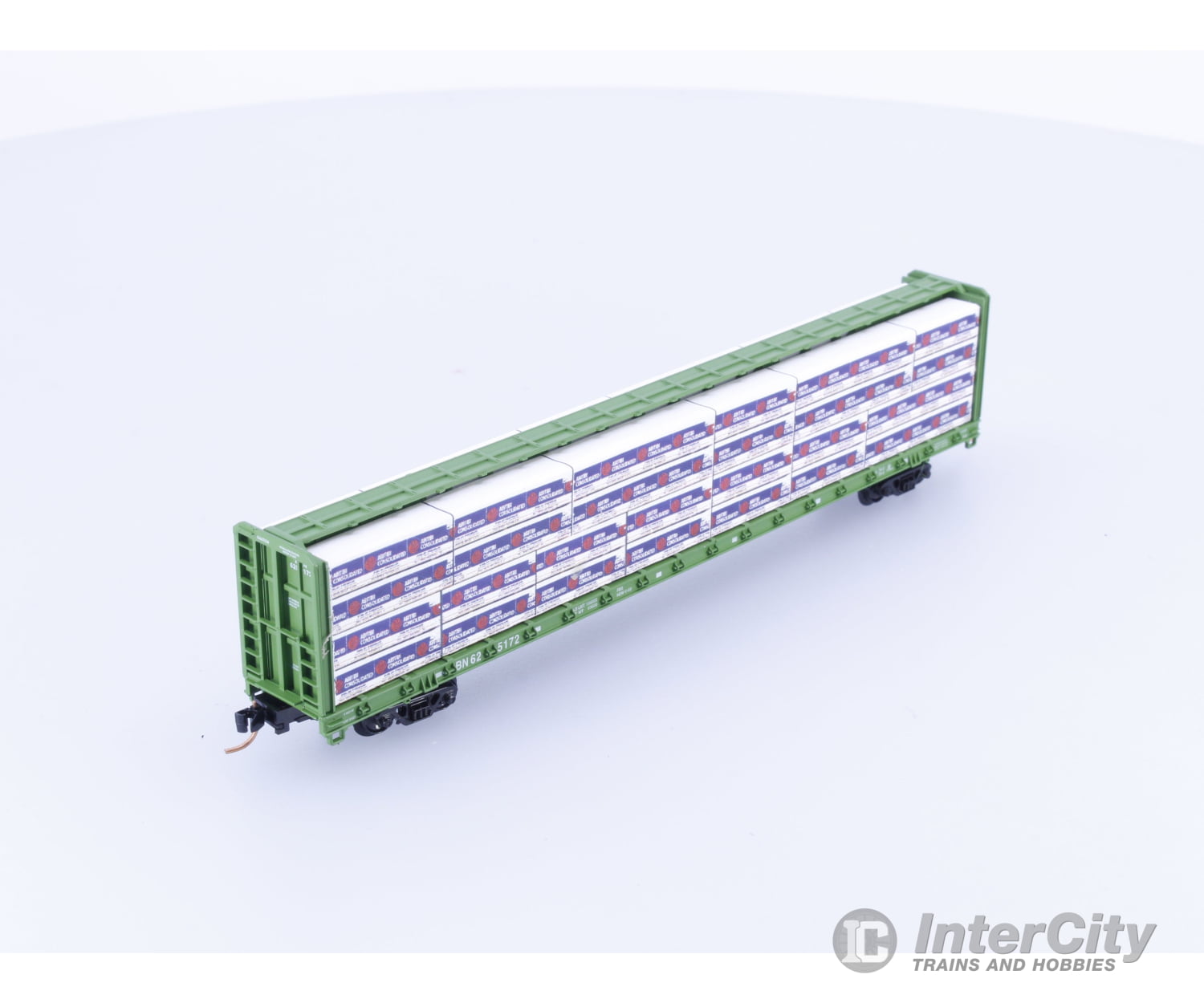 Red Caboose RN-16505-24 N Centerbeam Flat Car with ABTI Consolidated Lumber Load Burlington Northern (BN) 625172