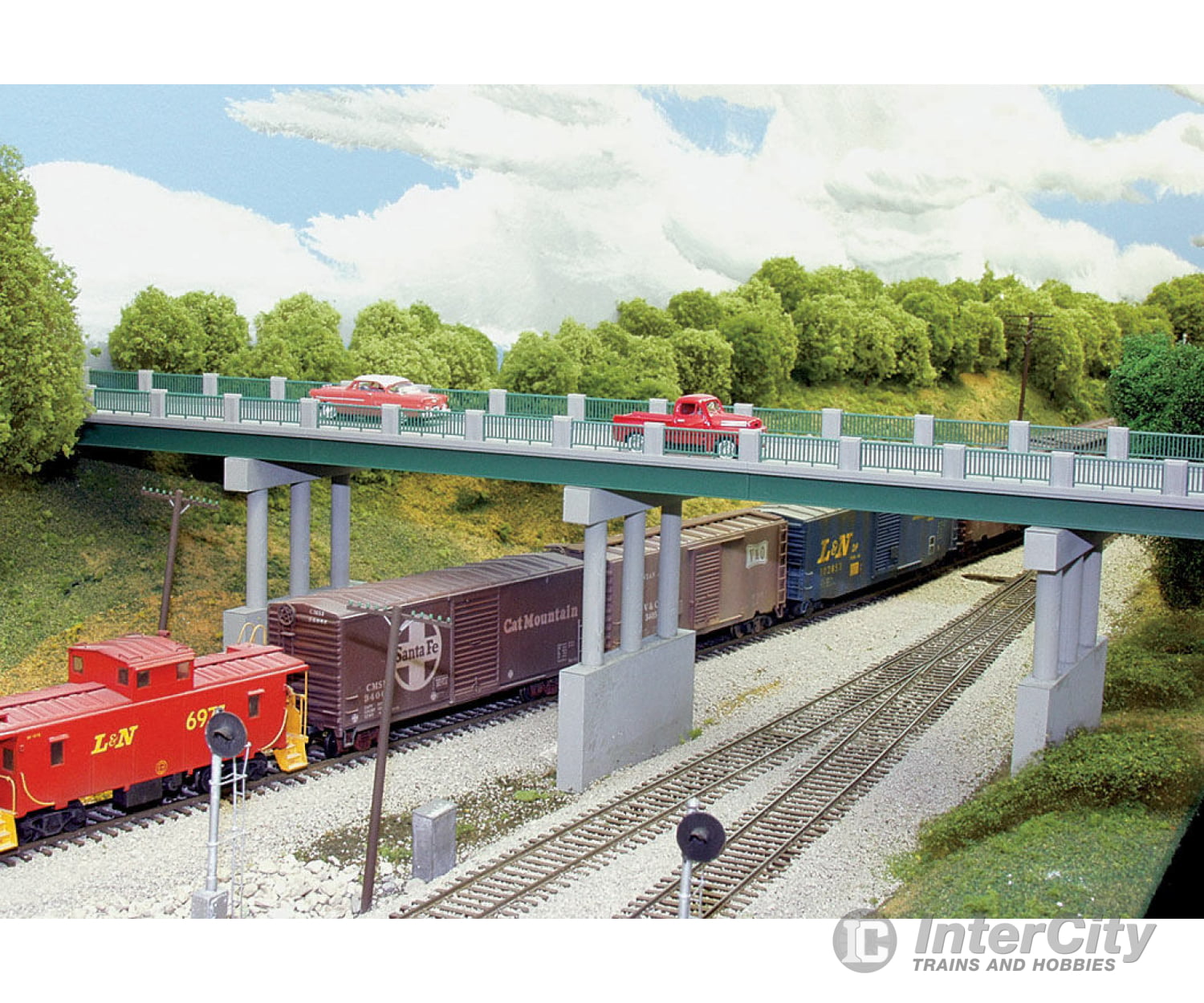 Rix Products 123 Wrought Iron Highway Overpass W/Adjustable Piers -- Kit - 150 Scale W/4 Tunnels &