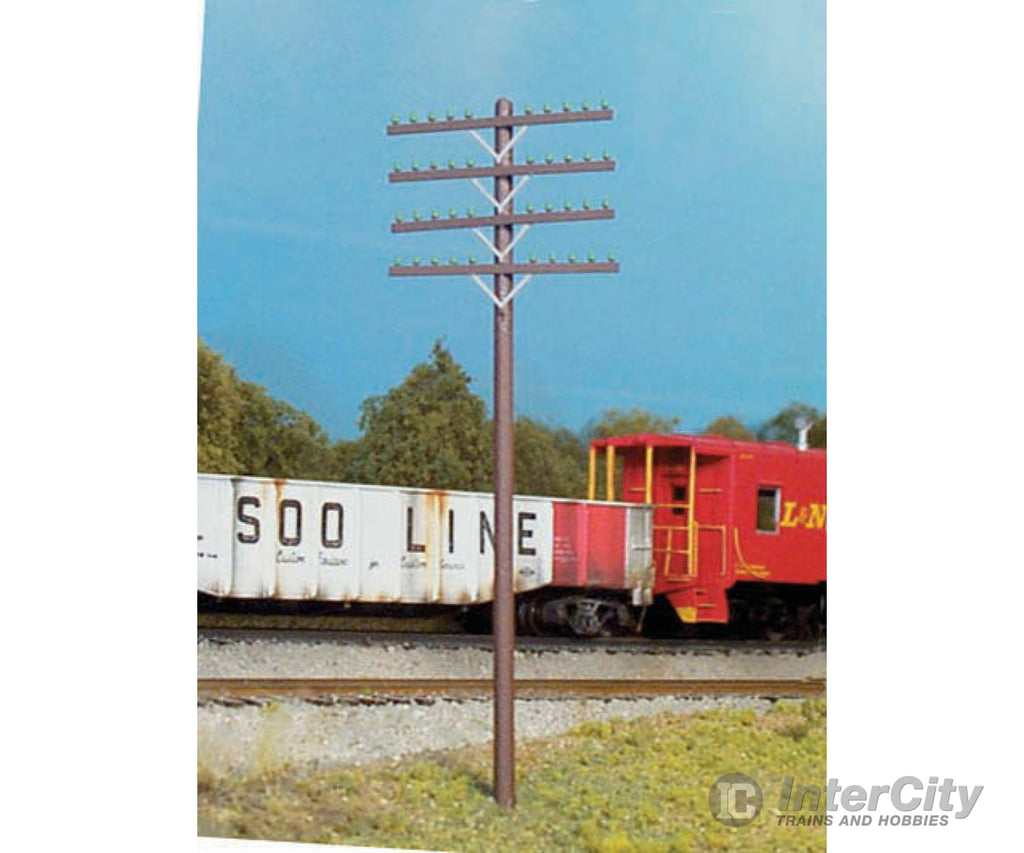 Rix Products 34 Railroad Telephone 4-Arm Poles -- Kit - 12 & 48 Crossarms (Brown) Scenery Details