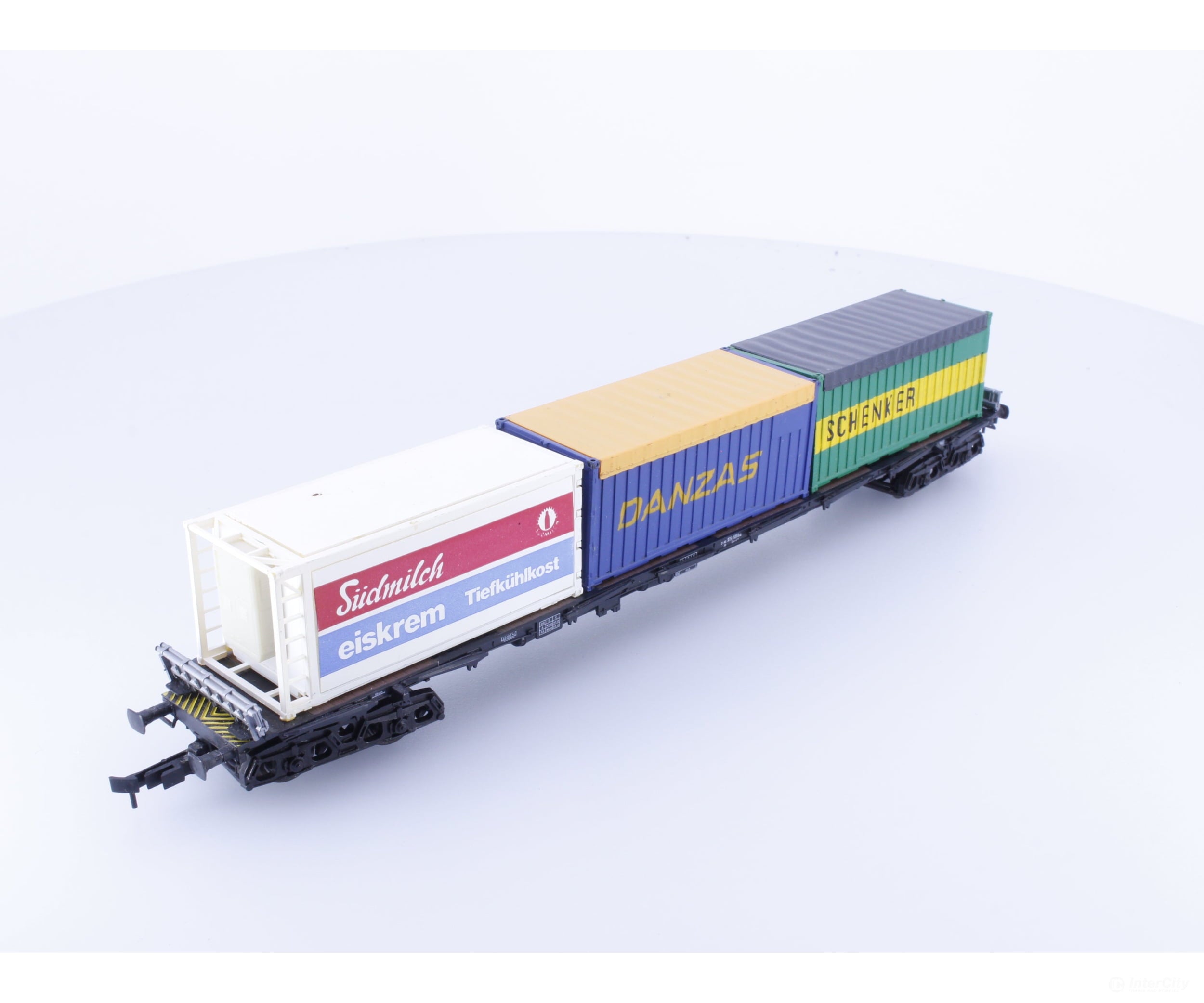 Roco 4357 HO DB Flat Deck with 3 Containers European Freight Cars