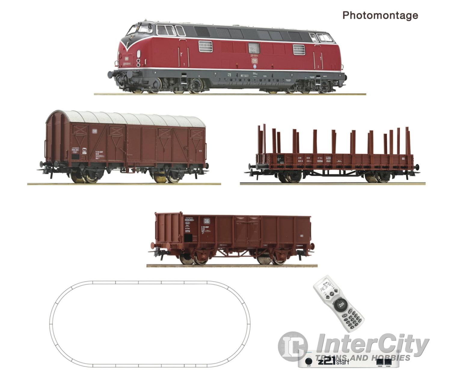 Roco 5110008 Ho Z21 Start Digital Set: Diesel Locomotive Class 221 With Goods Train Db Starter &