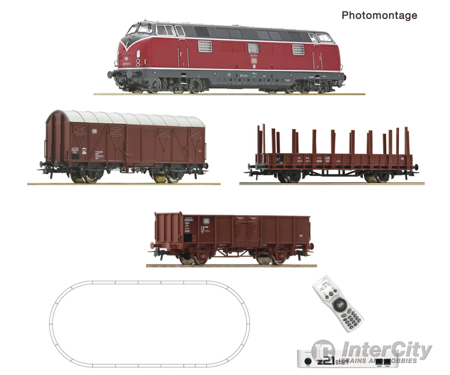 Roco 5110008 Ho Z21 Start Digital Set: Diesel Locomotive Class 221 With Goods Train Db Starter &
