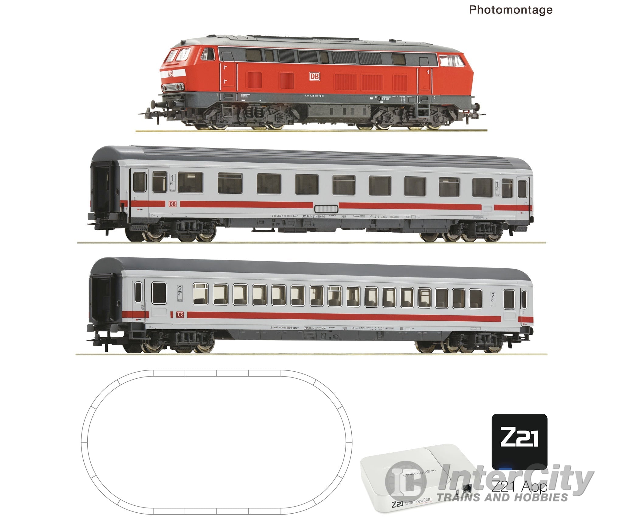 Roco 5110010 HO Z21 START newGen digital set: Diesel locomotive class 218 (GEOLINE Z21 app only) DB AG Starter & Train