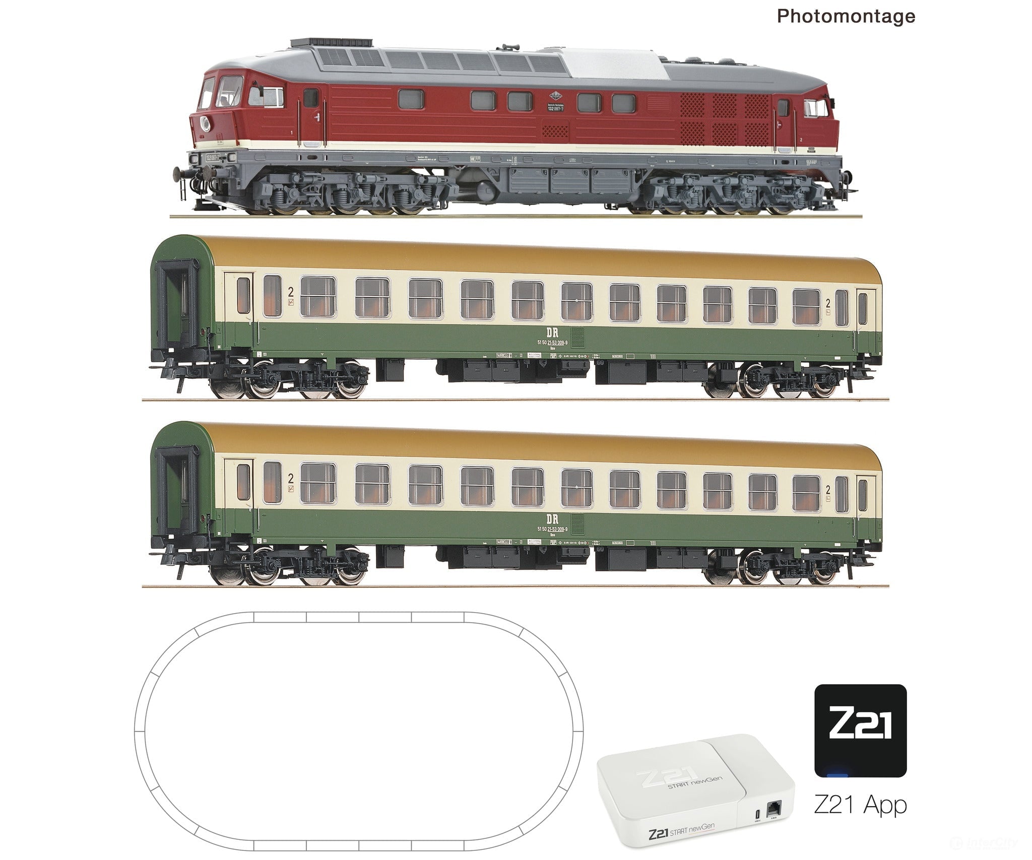 Roco 5110018 HO Z21 START newGen digital set: Diesel locomotive class 132 (GEOLINE Z21 App only) DR Starter & Train Sets