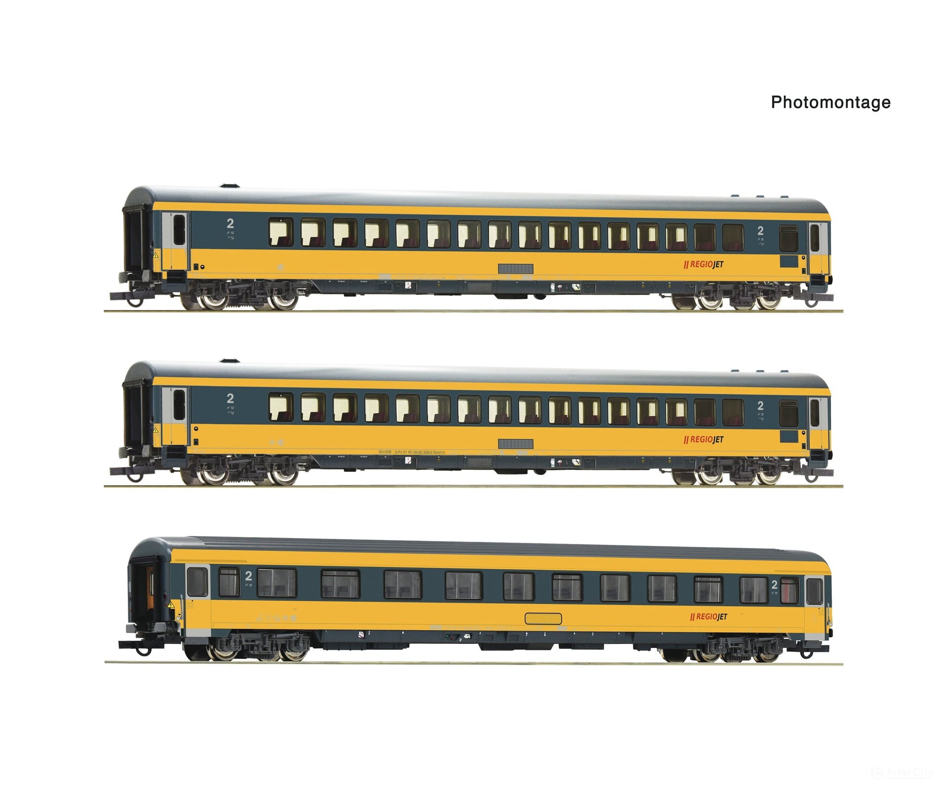 Roco 6200082 Ho 3-Piece Set: Passenger Coach Regiojet European Cars