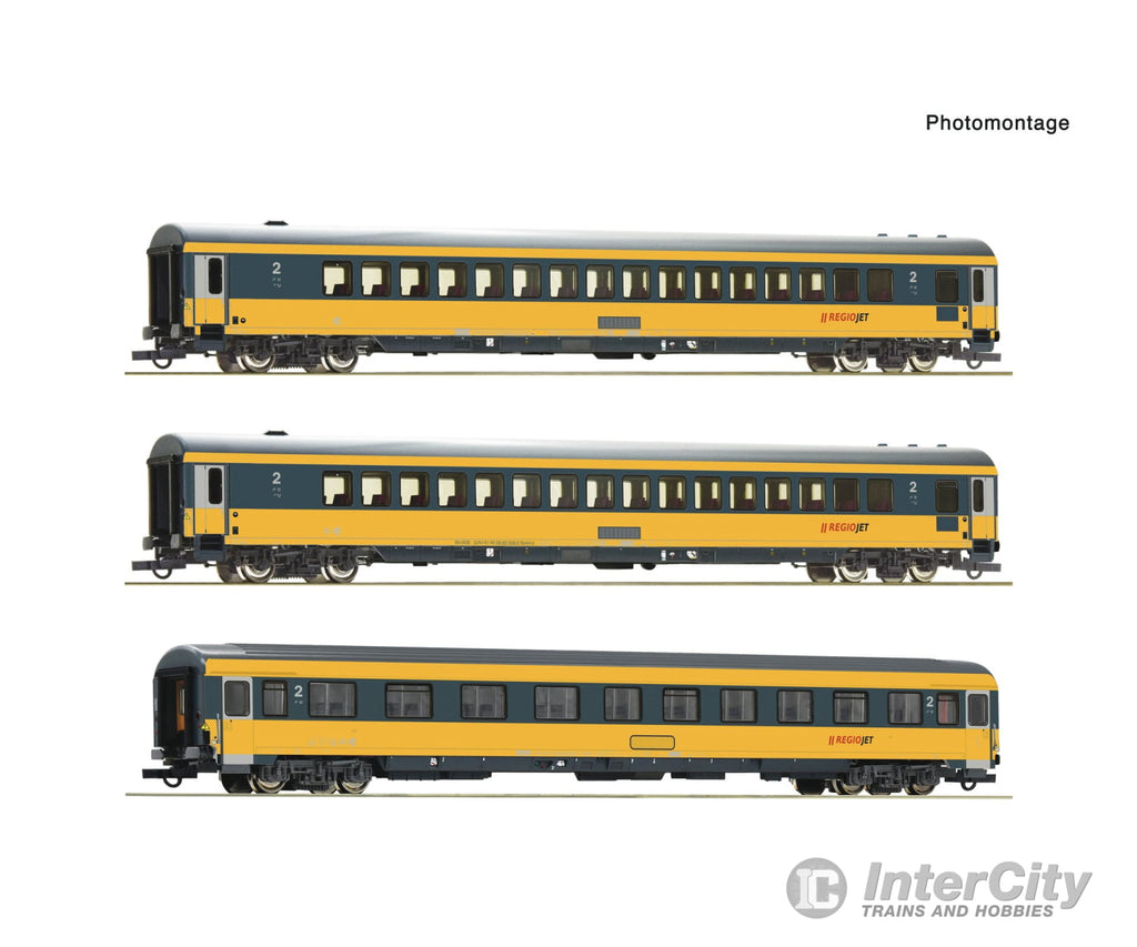 Roco 6200082 Ho 3-Piece Set: Passenger Coach Regiojet European Cars