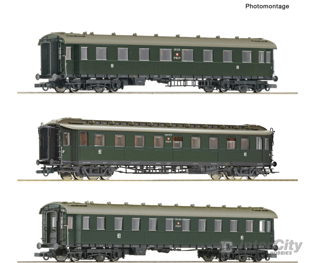 Roco 6200112 Ho 3 Piece Set: Express Train Coaches Pkp European Passenger Cars