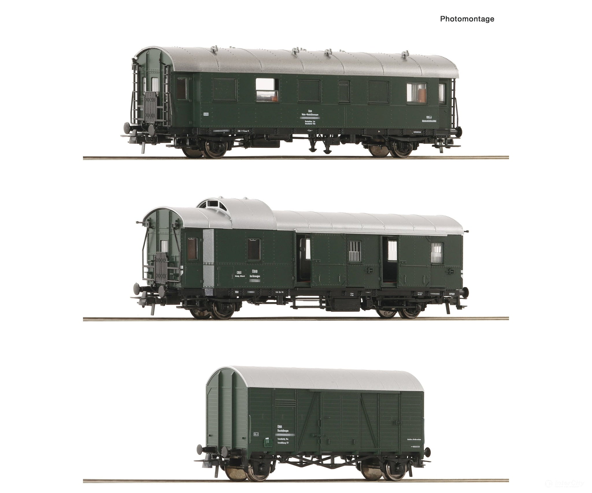 Roco 6200134 Ho 3 Piece Set: Cabooses Öbb European Freight Cars