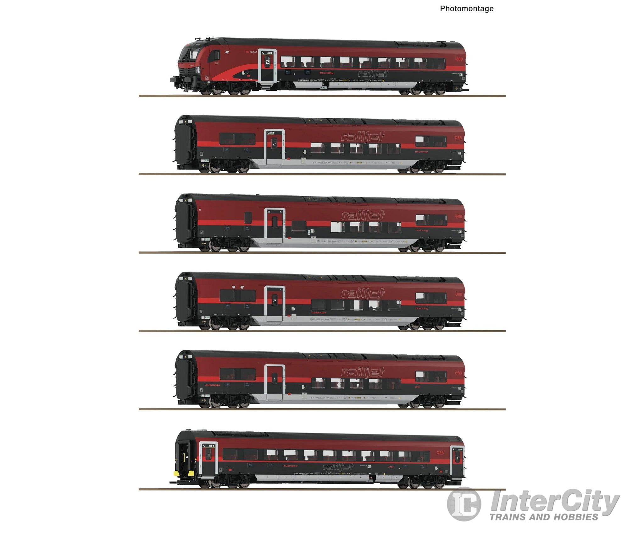 Roco 6200178 HO 6 piece set (1): Railjet 2 ÖBB European Passenger Cars