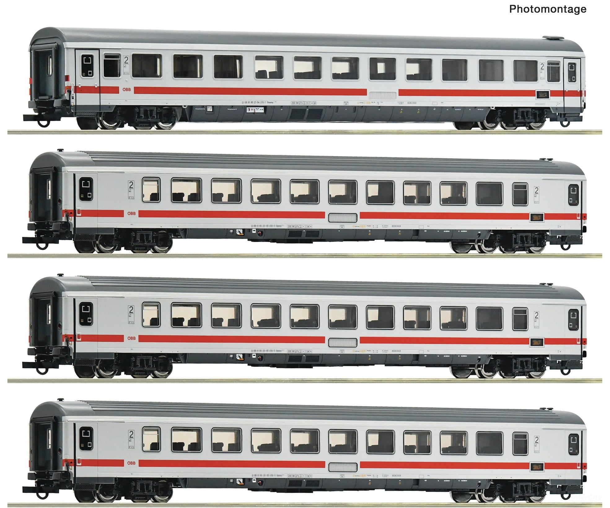 Roco 6200187 Ho 4 Piece Set: Express Train Coaches Öbb European Passenger Cars