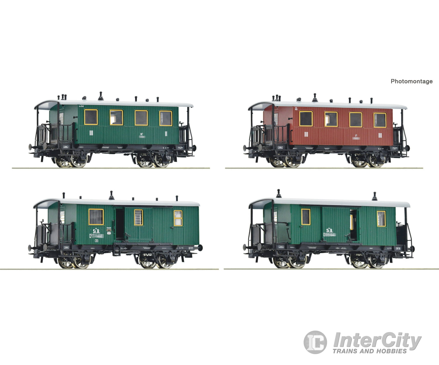 Roco 6200190 HO 4 piece set: Passenger train kkStB European Passenger Cars