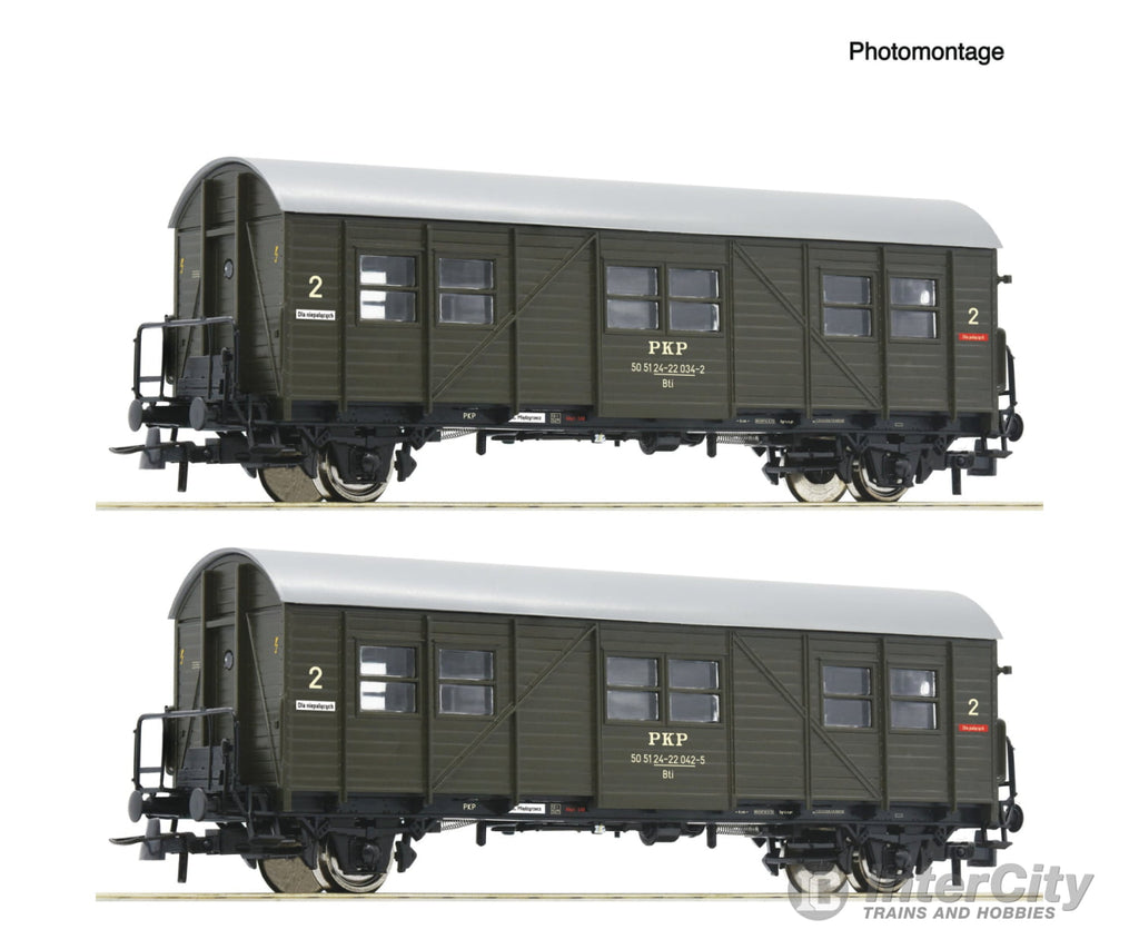 Roco 6200195 HO 2 piece set: Auxiliary passenger coaches PKP European Passenger Cars