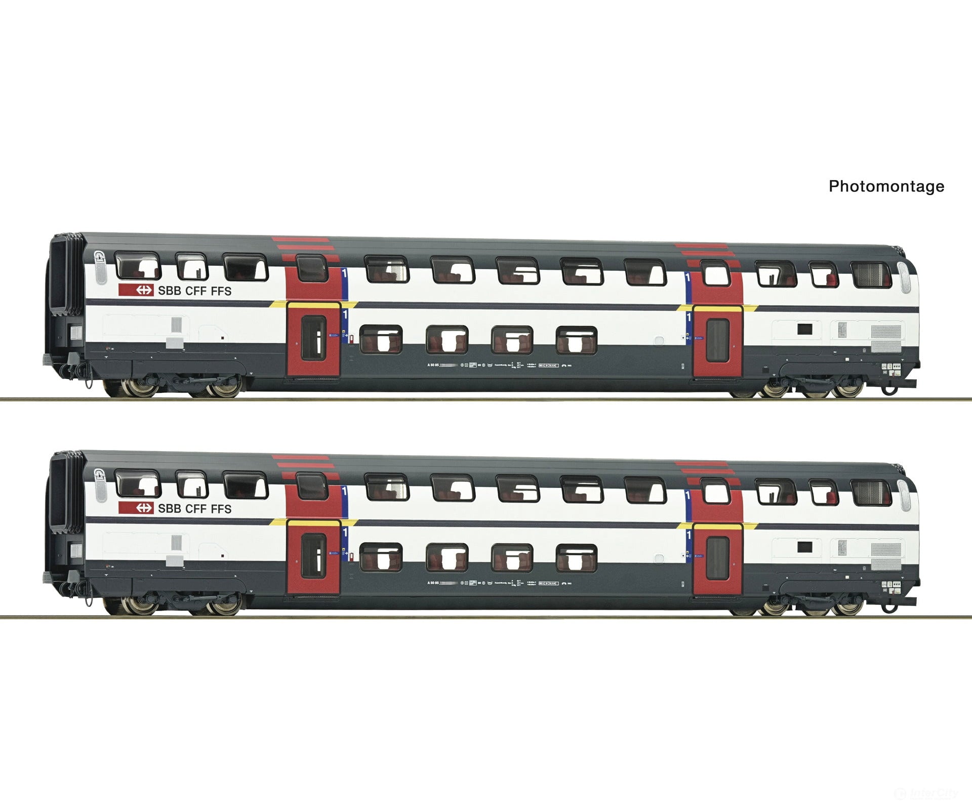 Roco 6200215 HO 2 piece set: 1st class double-deck coaches SBB European Passenger Cars