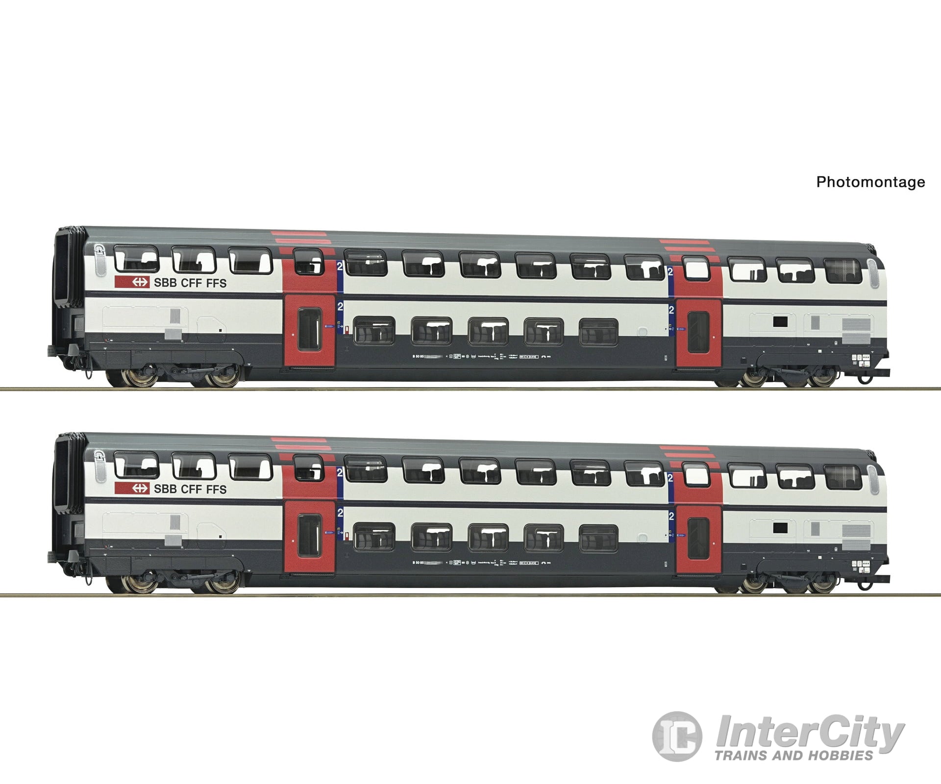Roco 6200216 HO 2 piece set (1): 2nd class double-deck coaches SBB European Passenger Cars