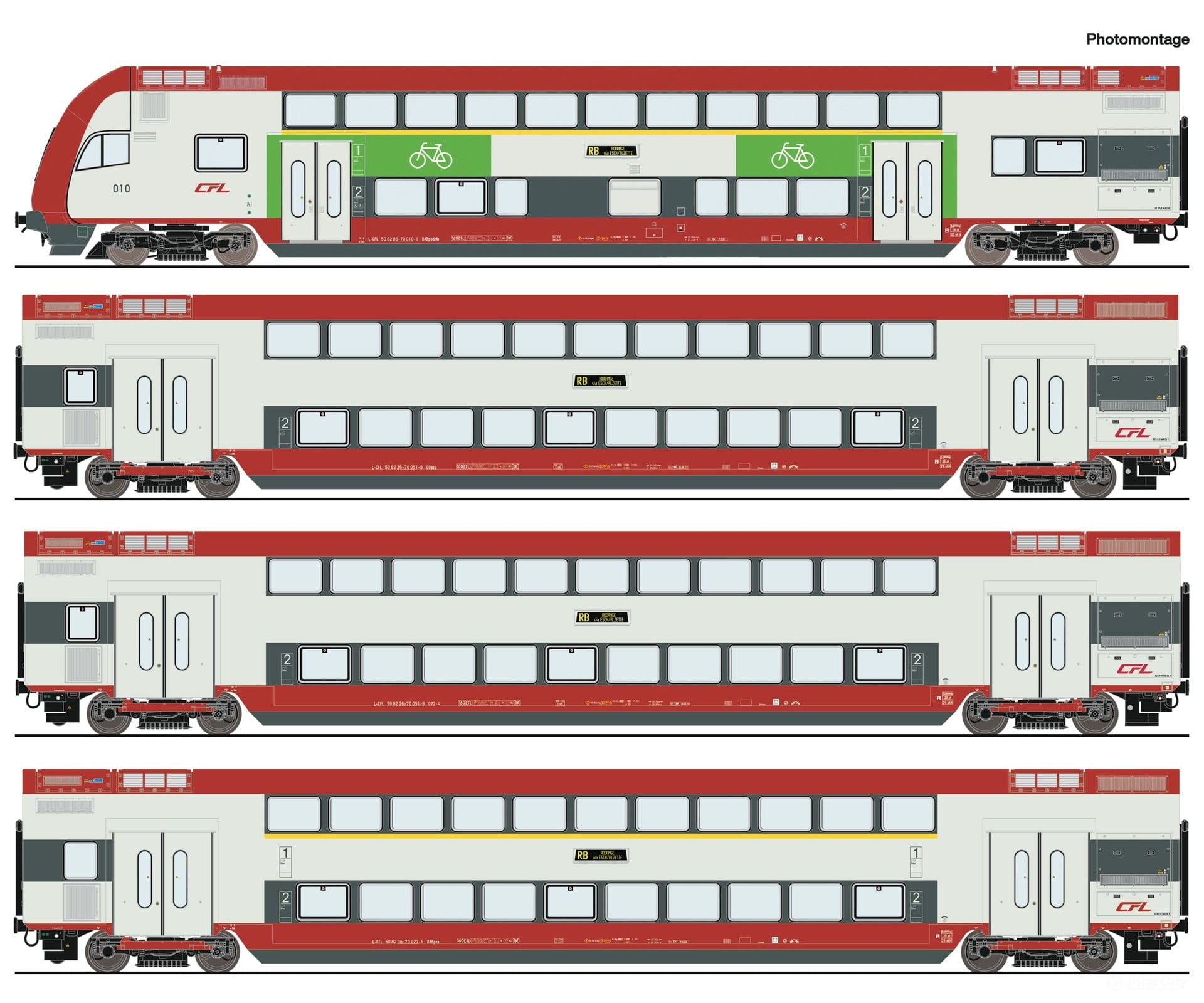 Roco 6210148 Ho 4 Piece Set: Double-Deck Coach Cfl European Passenger Cars