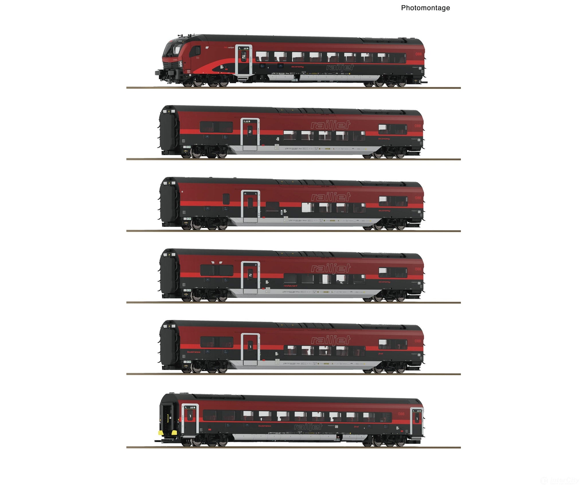 Roco 6210178 HO 6 piece set (1): Railjet 2 ÖBB European Passenger Cars