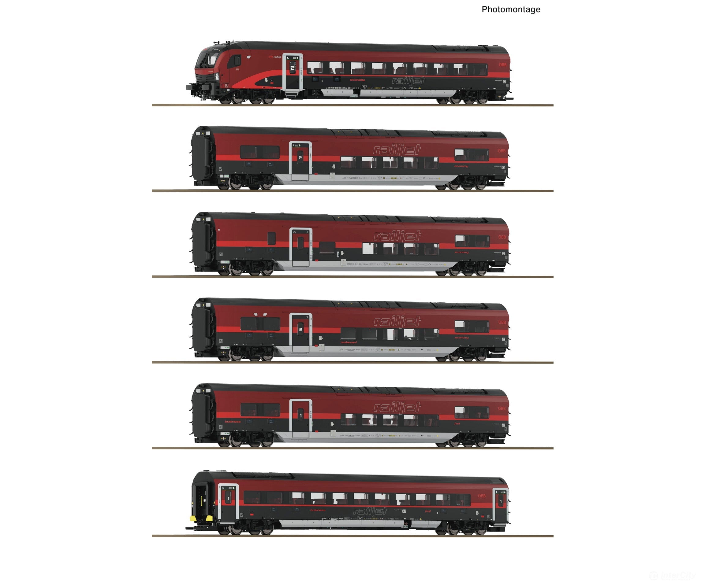 Roco 6210178 HO 6 piece set (1): Railjet 2 ÖBB European Passenger Cars