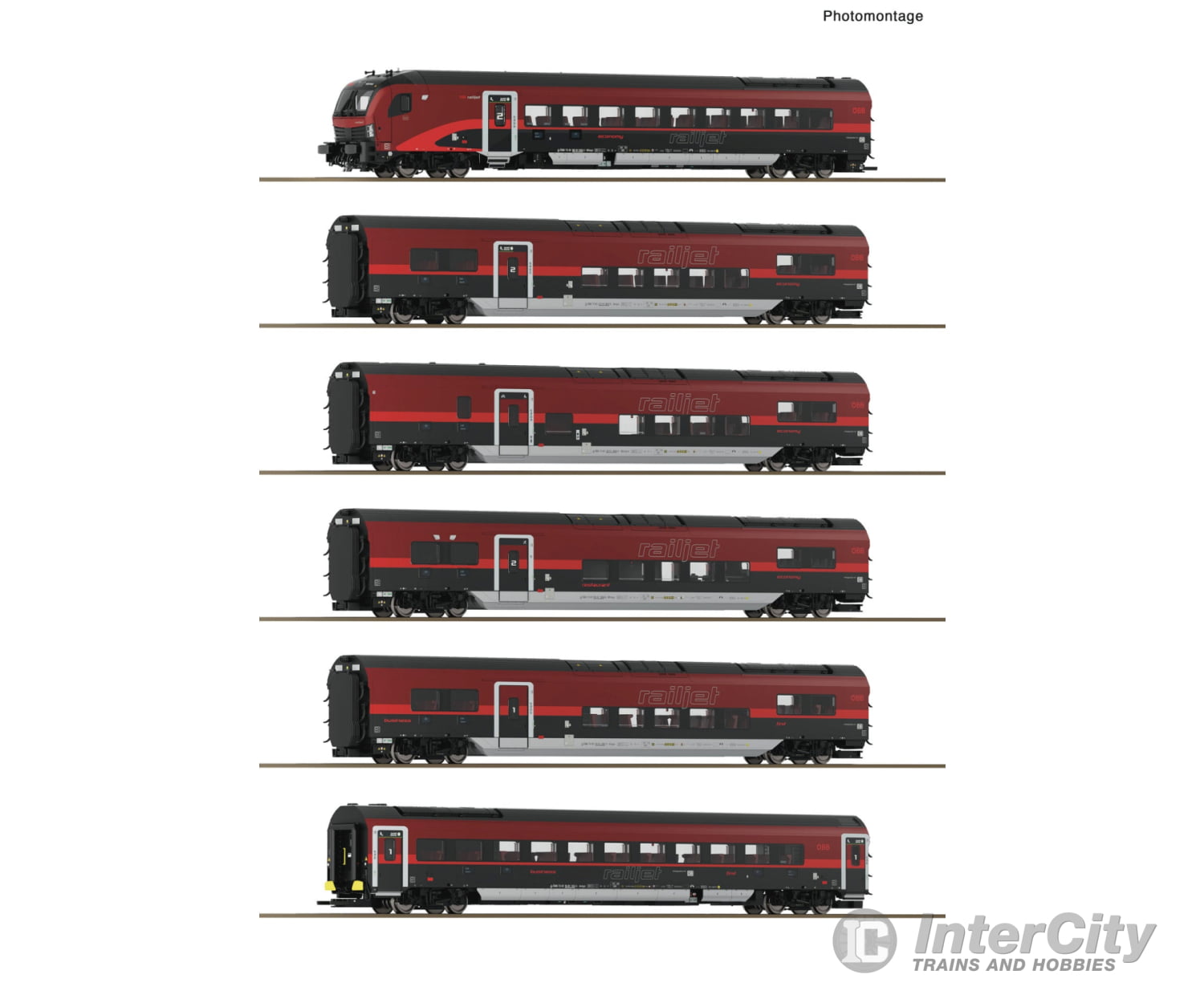 Roco 6210178 HO 6 piece set (1): Railjet 2 ÖBB European Passenger Cars