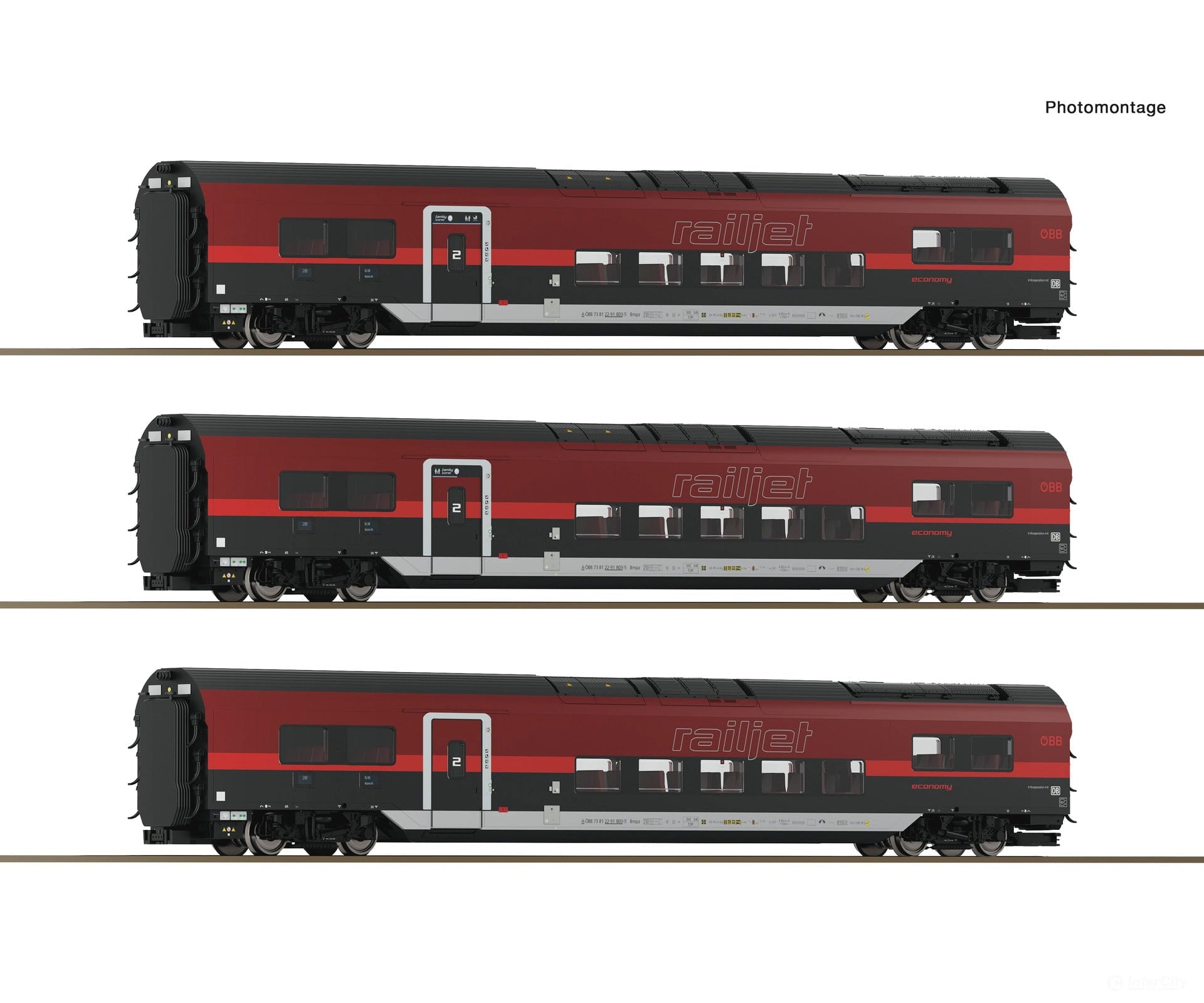 Roco 6210179 HO 3 piece set (2): Railjet 2 ÖBB European Passenger Cars