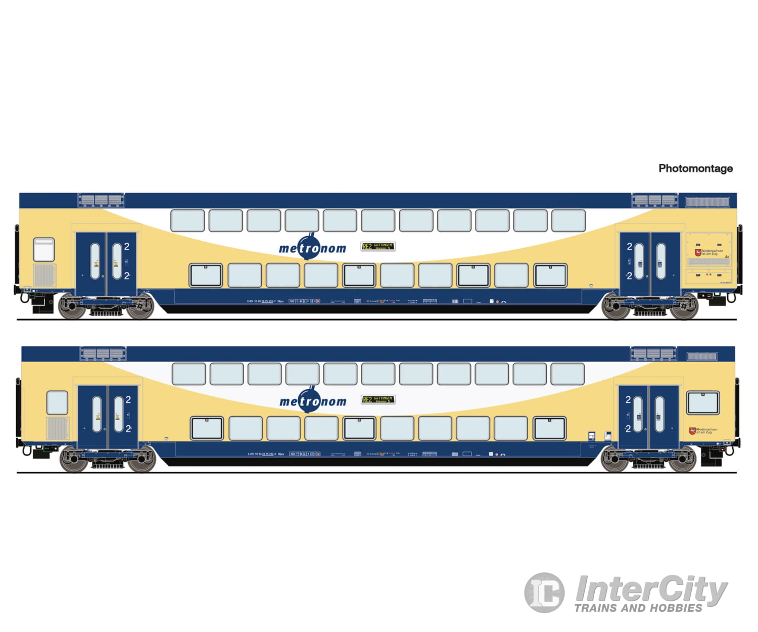 Roco 6220106 Ho 2-Piece Set: Double-Decker Coaches Metronom Era 6 European Passenger Cars