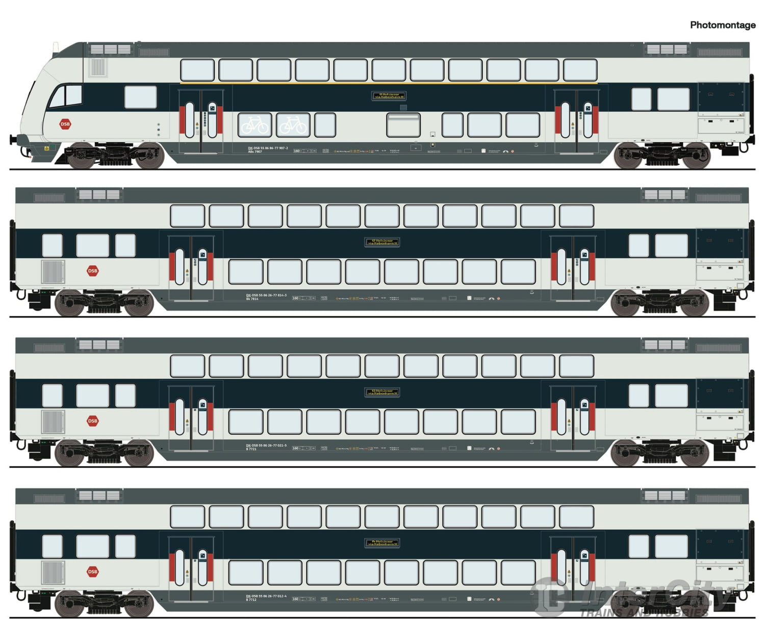 Roco 6220147 Ho 4 Piece Set: Double-Deck Coaches Dsb European Passenger Cars