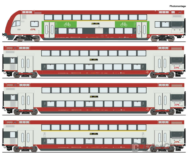 Roco 6220148 Ho 4 Piece Set: Double-Deck Coach Cfl European Passenger Cars