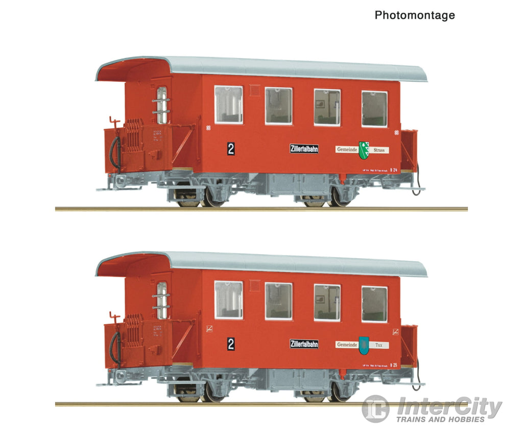 Roco 6240003 Hoe 2-Piece Set: Narrow Gauge Passenger Coaches Zillertalbahn European Passenger Cars