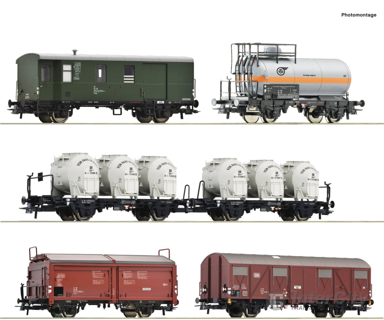 Roco 6600018 Ho 5 - Piece Set: Goods Train Db European Freight Cars