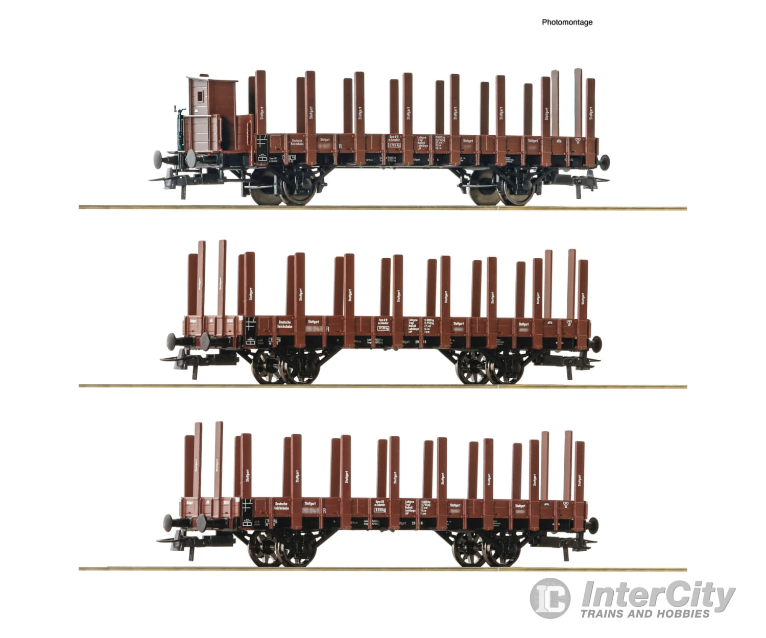 Roco 6600041 Ho 3-Piece Set: Stake Wagons Drg Era 2 European Freight Cars