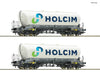 Roco 6600051 Ho 2-Piece Set: Silo Wagon Holcim Era 6 European Freight Cars