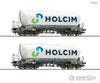 Roco 6600051 Ho 2-Piece Set: Silo Wagon Holcim Era 6 European Freight Cars