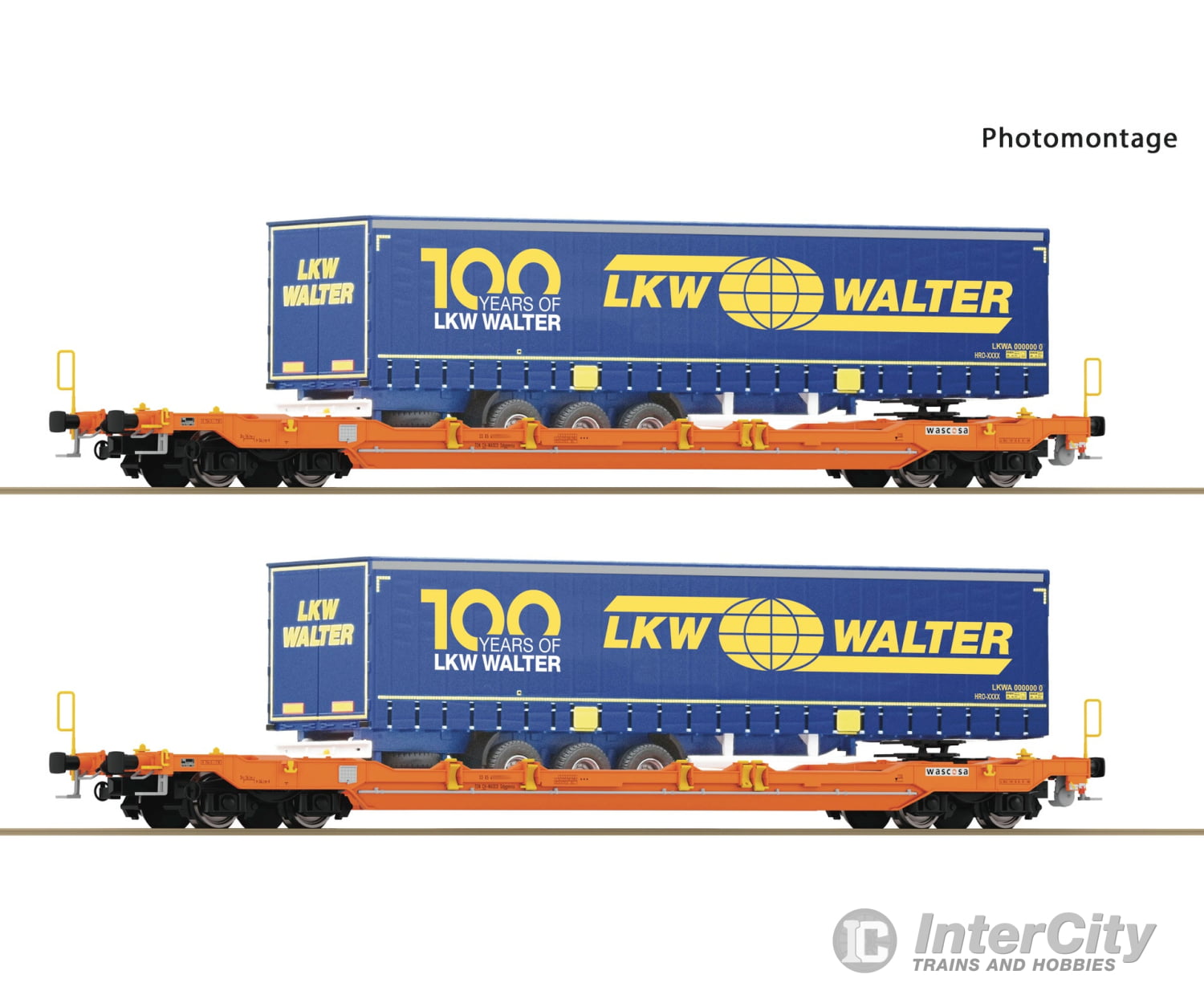 Roco 6600064 Ho 2-Piece Set: Pocket Wagon T5 Wascosa European Freight Cars