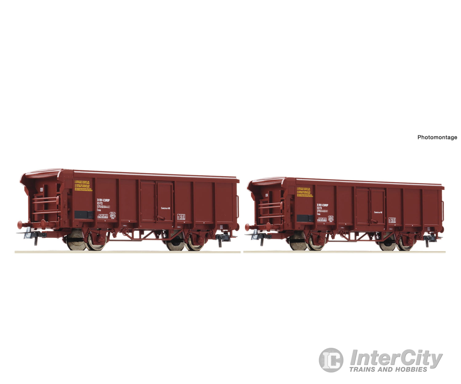 Roco 6600082 Ho 2-Piece Set: Rolling Roof Wagones Fs Era 4 European Freight Cars