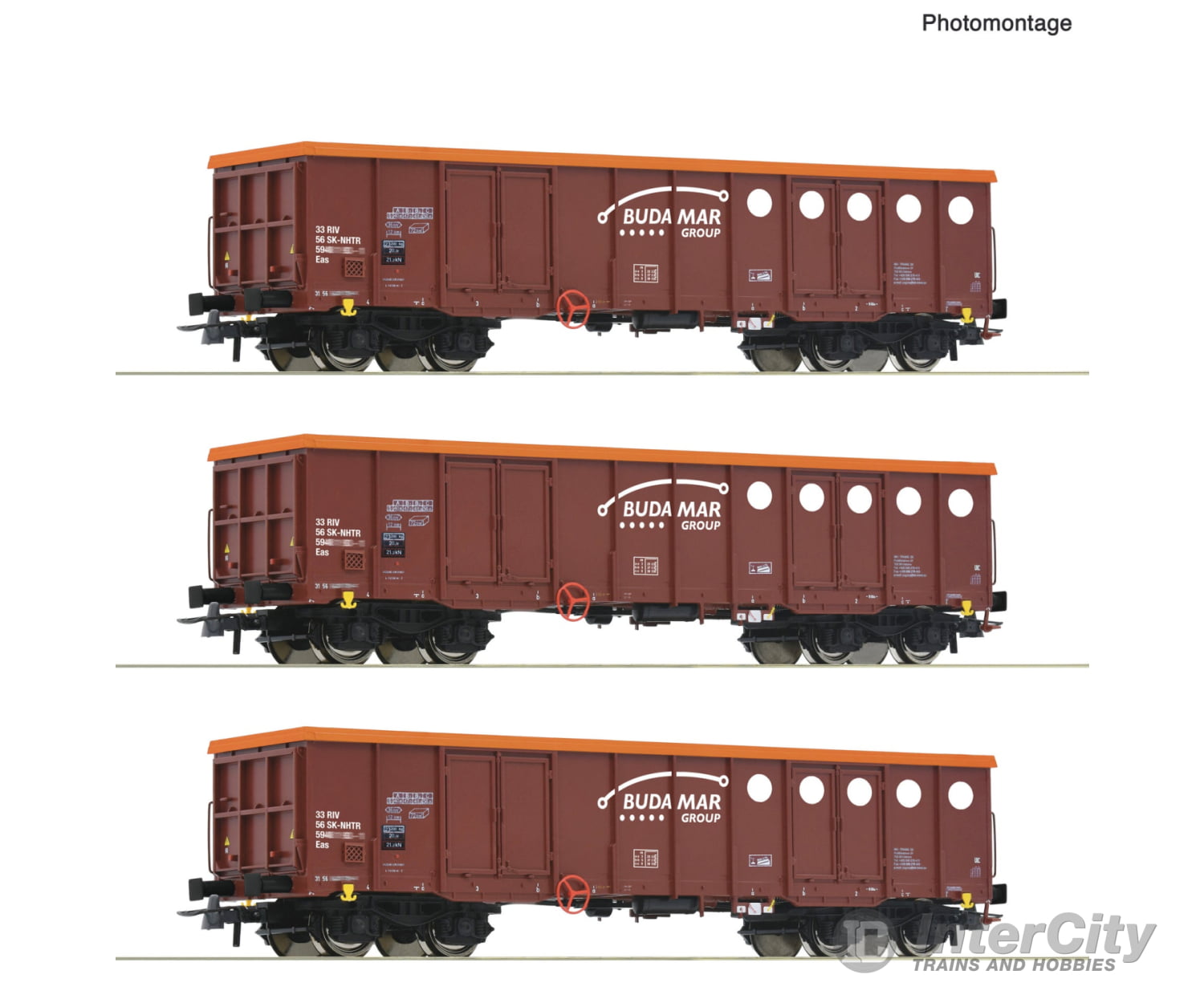 Roco 6600087 Ho 3-Piece Set: Open Freight Wagons Budamar Era 6 European Freight Cars