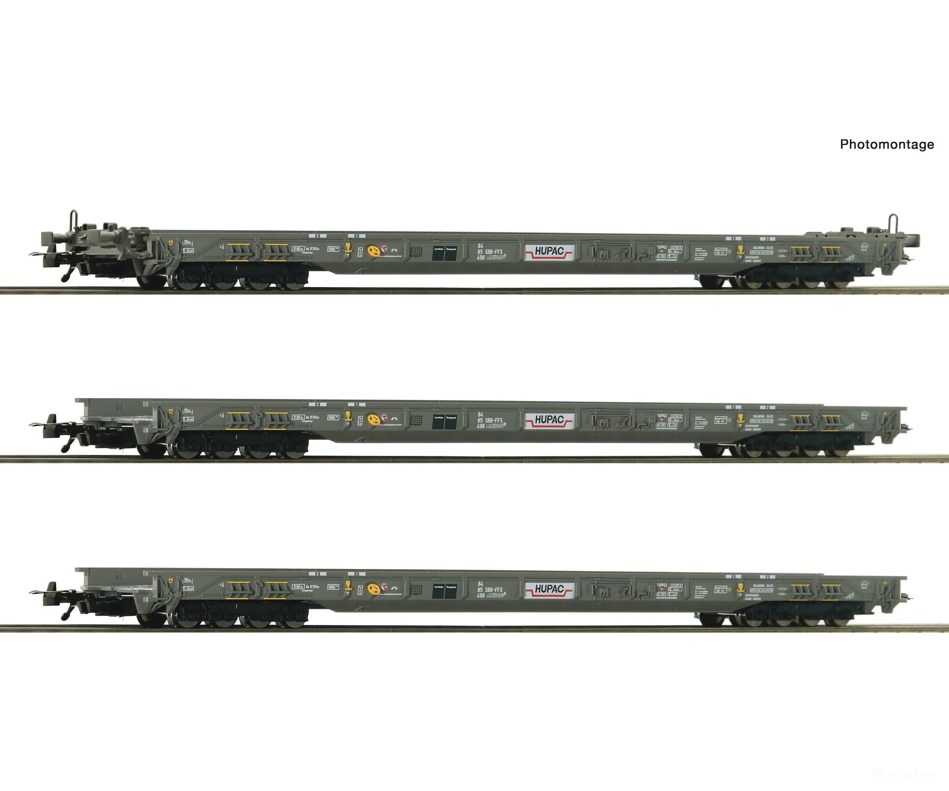 Roco 6600092 HO 3 piece set: ’Rollende Autobahn’ HUPAC European Freight Cars