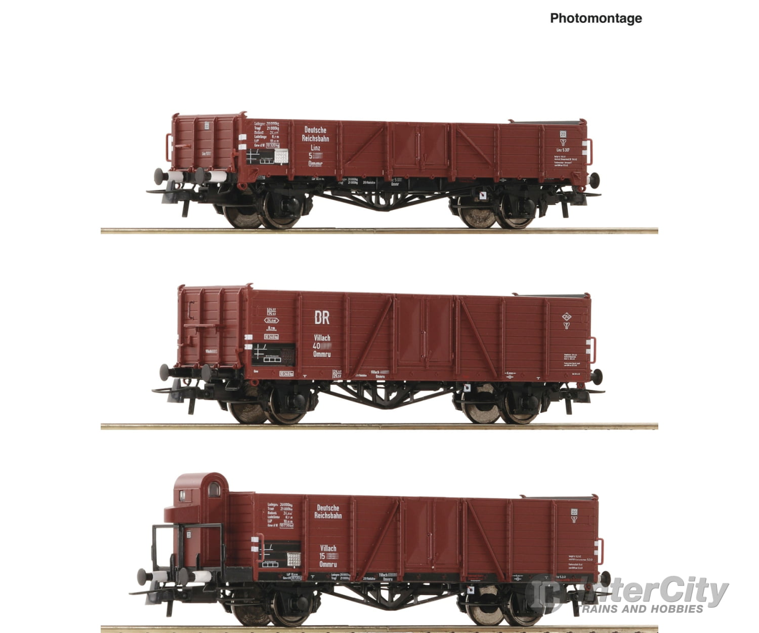 Roco 6600102 Ho 3-Piece Set: Open Freight Wagons Drb Era 2 European Freight Cars