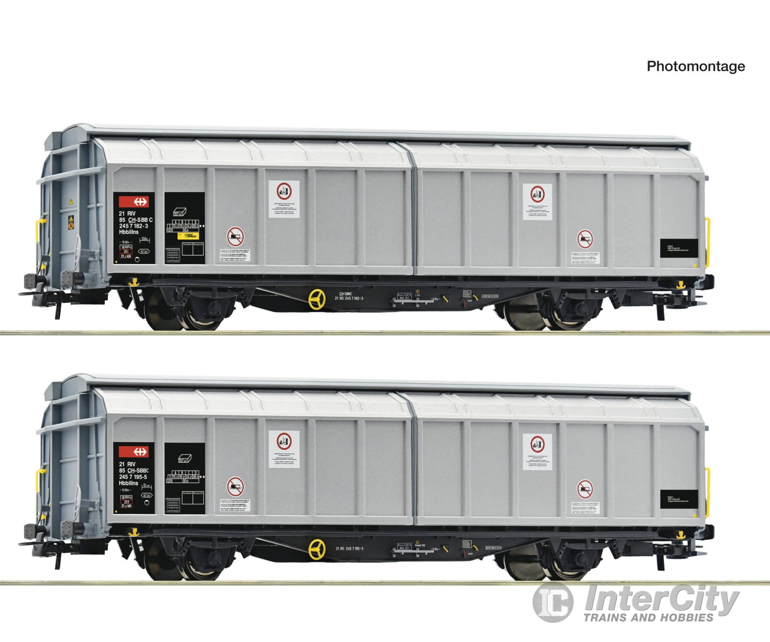 Roco 6600110 Ho 2-Piece Set: Sliding Wall Wagons Sbb Cargo European Freight Cars