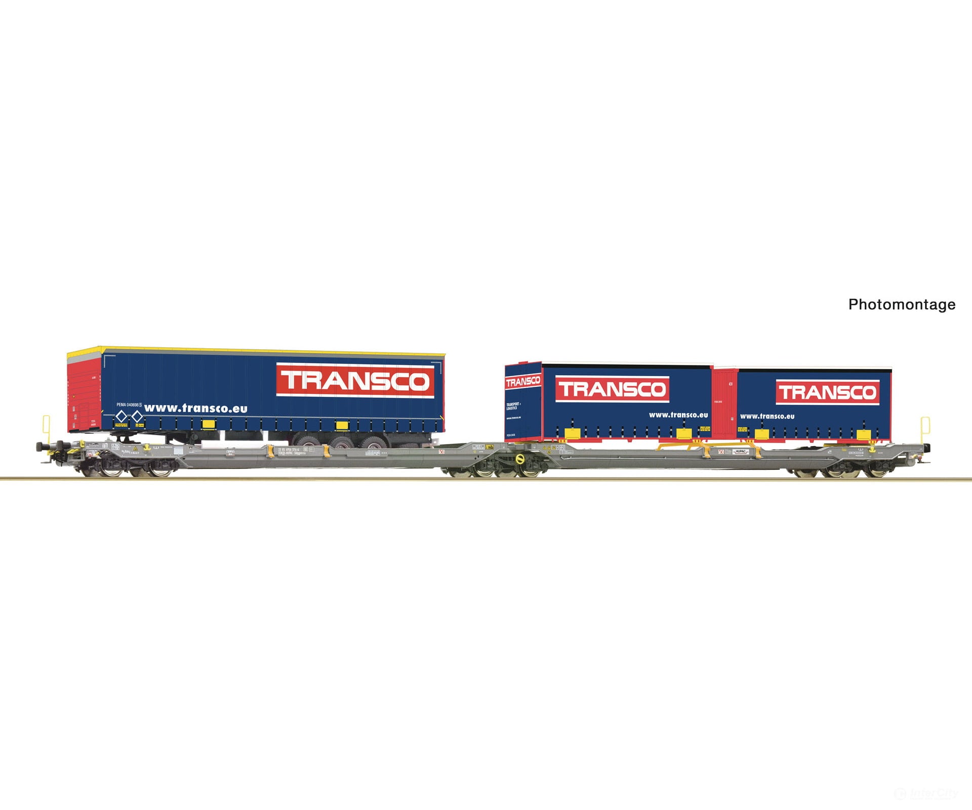 Roco 6600113 Ho Articulated Double-Pocket Wagon T3000E Hupac European Freight Cars