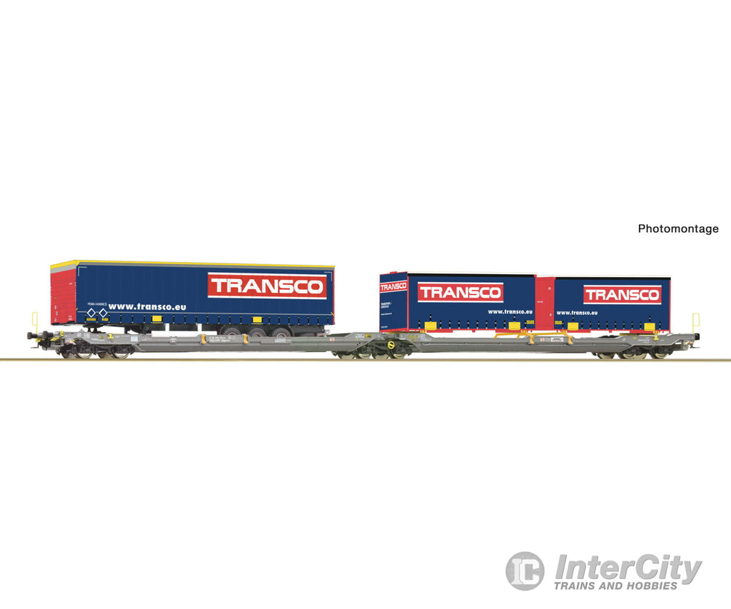 Roco 6600113 Ho Articulated Double-Pocket Wagon T3000E Hupac European Freight Cars