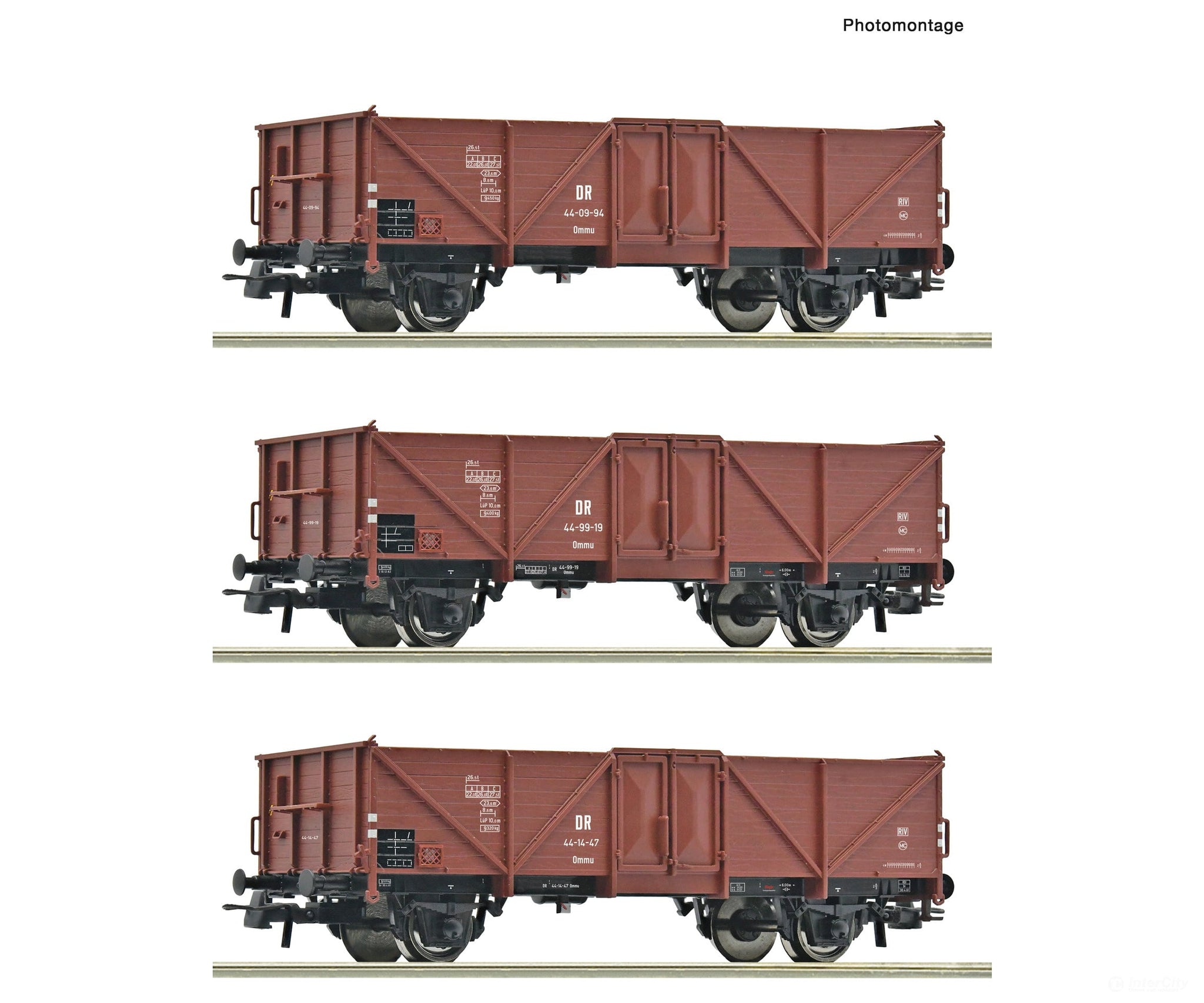 Roco 6600115 Ho 3-Piece Set: Open Goods Wagon Dr European Freight Cars