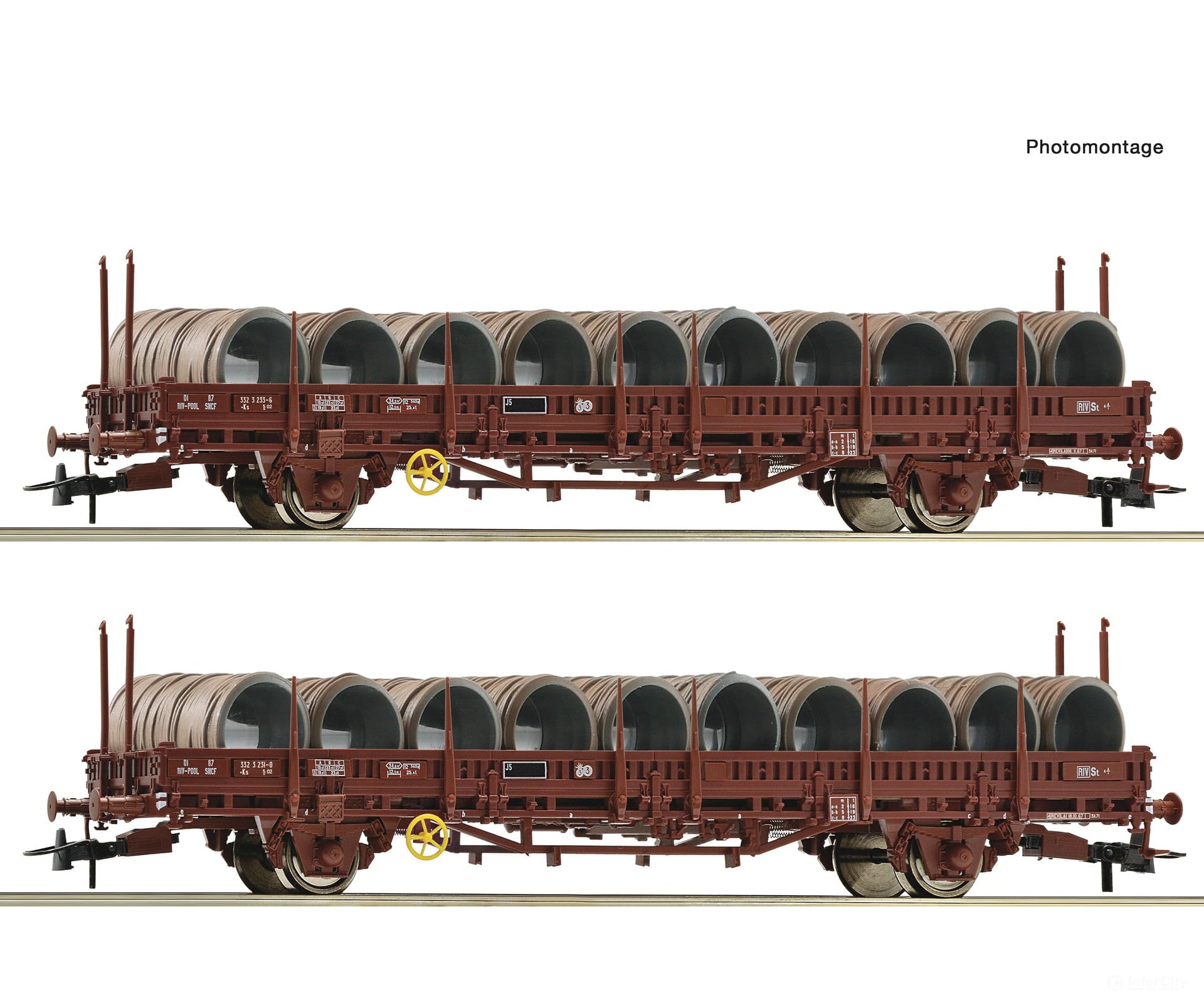 Roco 6600119 Ho 2-Piece Set: Swivel Stake Wagons Sncf European Freight Cars