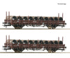Roco 6600120 Ho 2-Piece Set: Swivel-Type Stake Wagons Öbb European Freight Cars