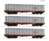 Roco 6600121 Ho 3 Piece Set: Open Goods Wagons Öbb European Freight Cars