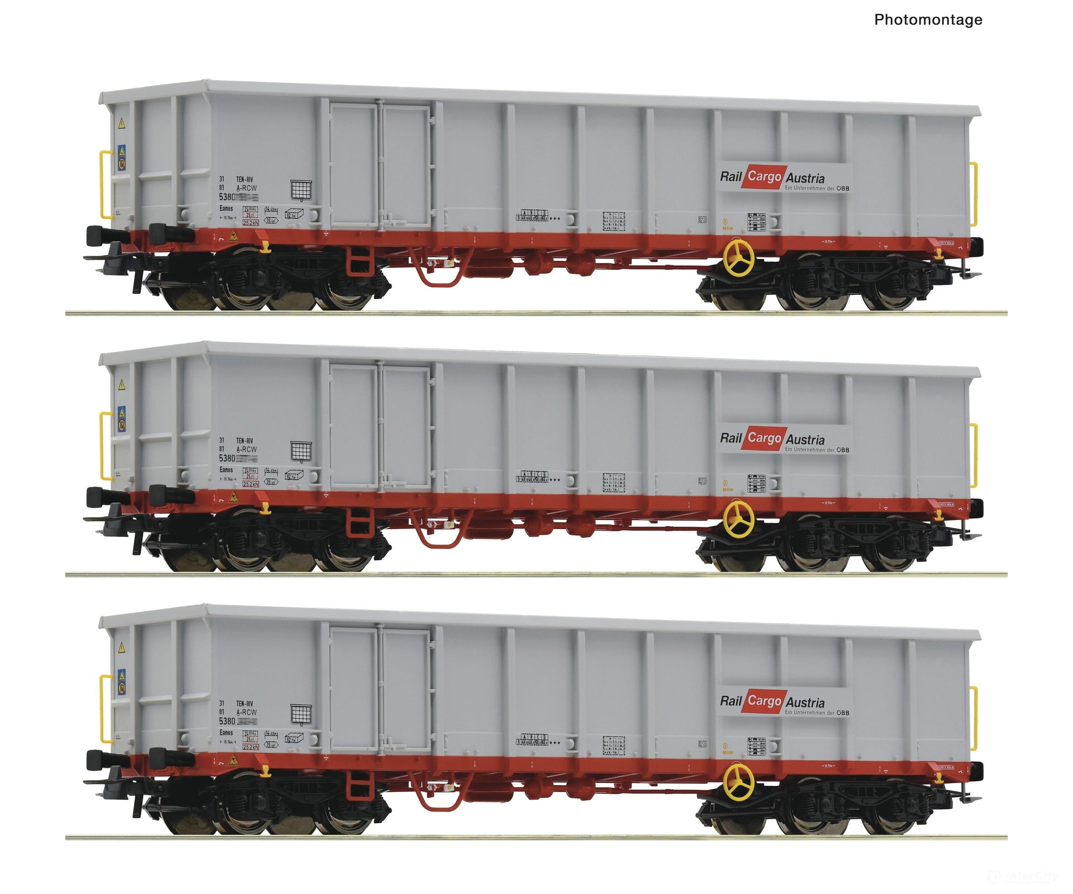 Roco 6600121 Ho 3 Piece Set: Open Goods Wagons Öbb European Freight Cars