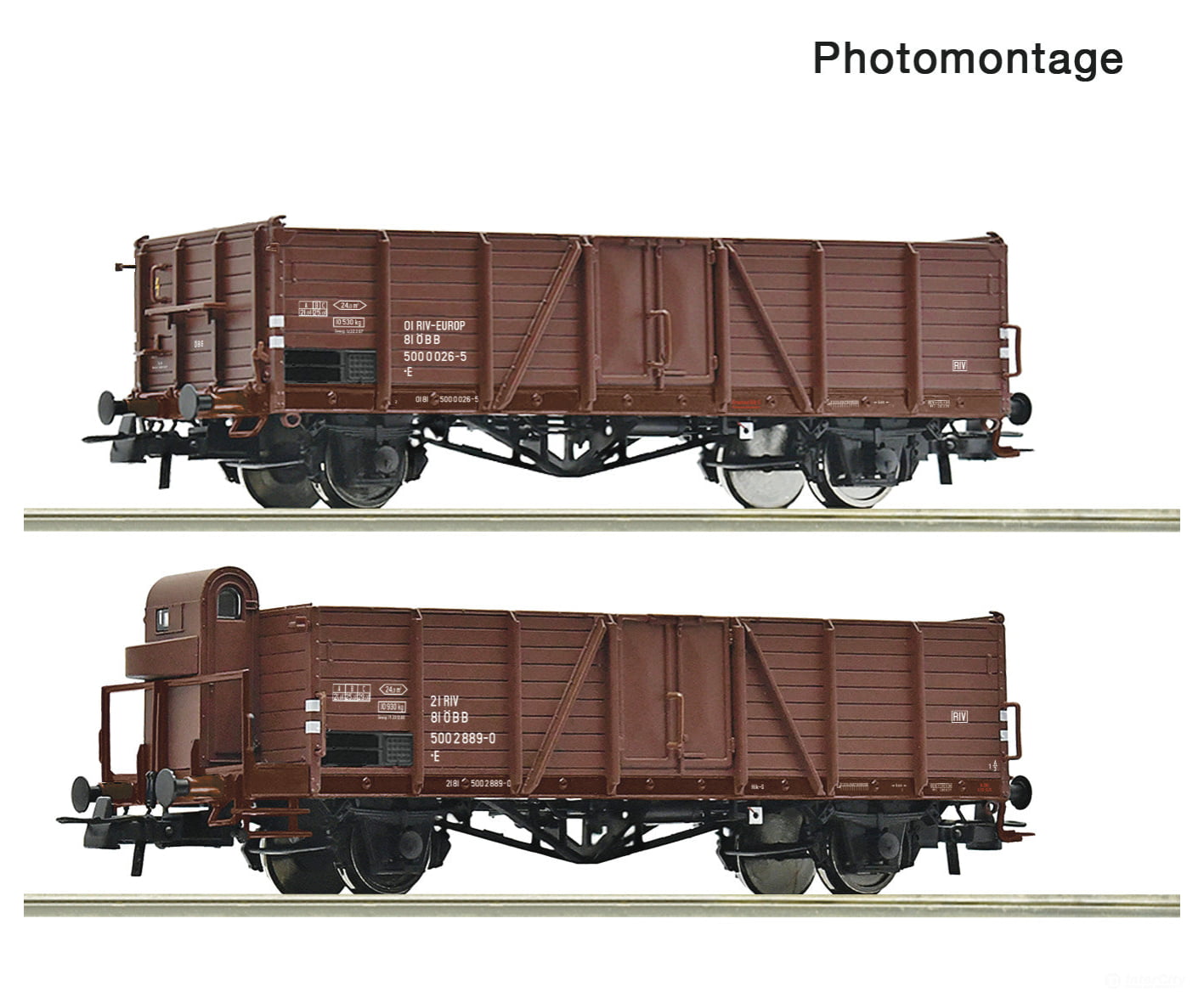 Roco 6600123 Ho 2 Piece Set: Open Goods Wagons Öbb European Freight Cars
