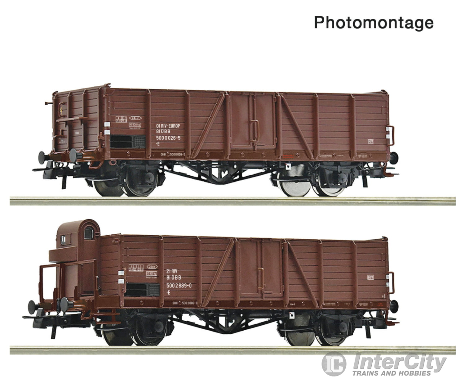 Roco 6600123 Ho 2 Piece Set: Open Goods Wagons Öbb European Freight Cars